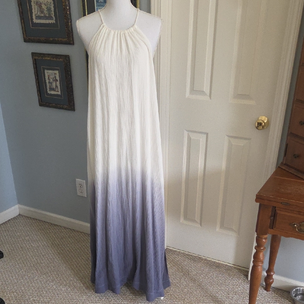 Splendid White to Gray Ombre Halter Maxi Dress